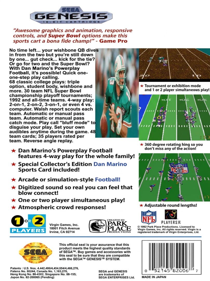 Dan Marino's Power Play Football backdrop