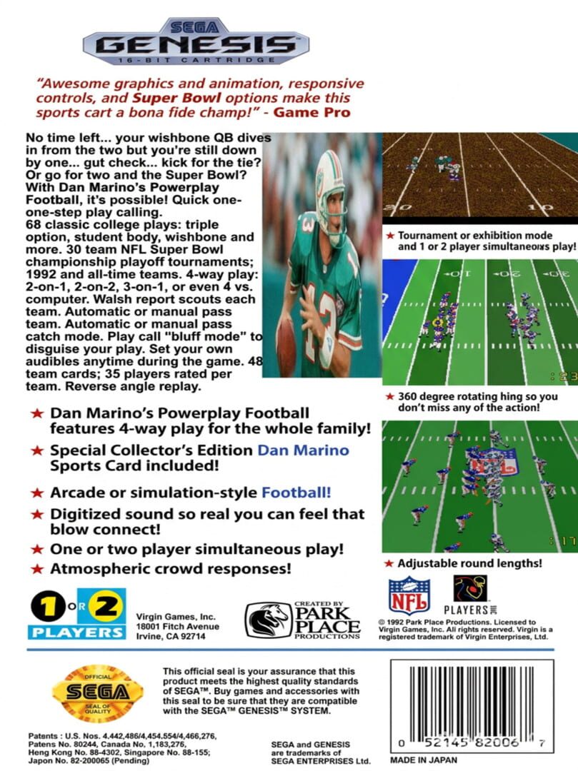 Dan Marino's Power Play Football backdrop
