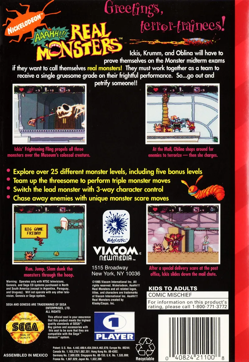 AAAHH!!! Real Monsters box back