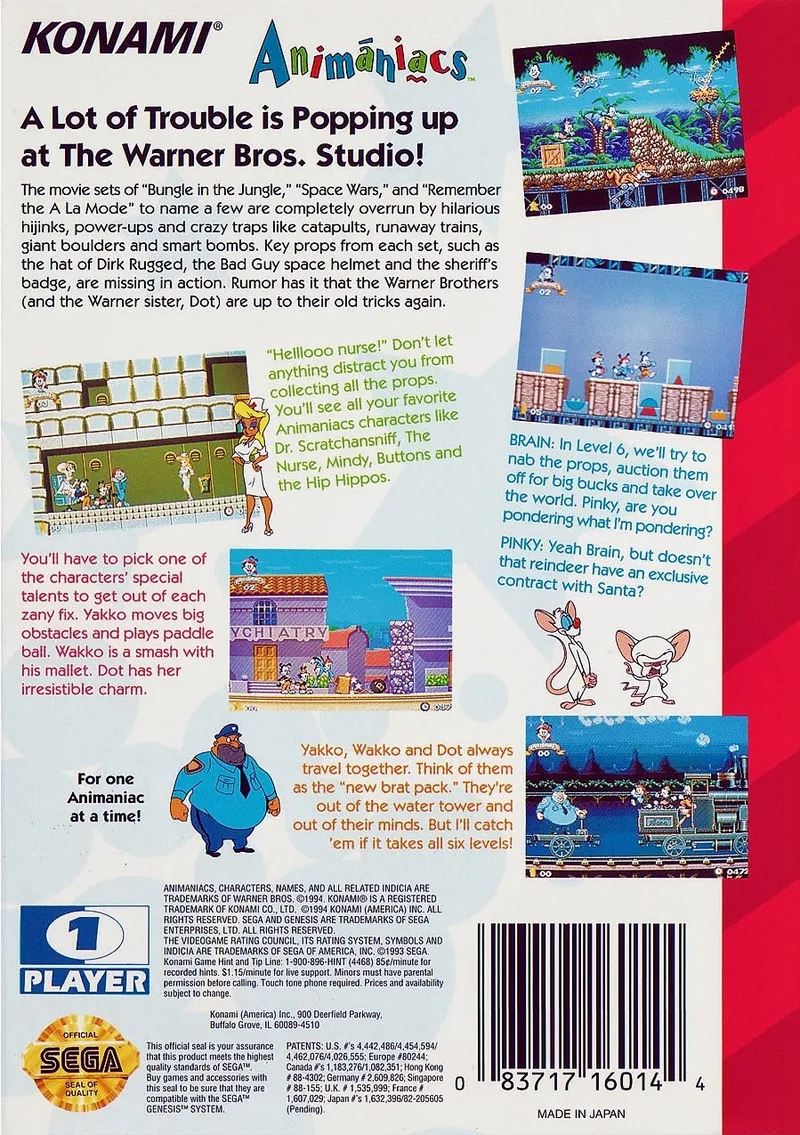 Animaniacs box back