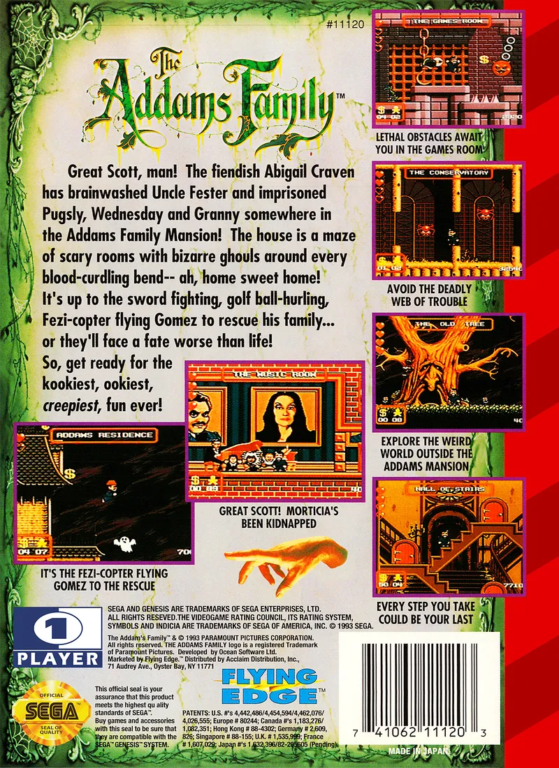 The Addams Family box back