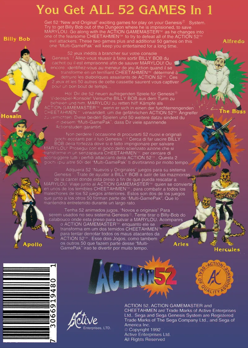 Action 52 box back