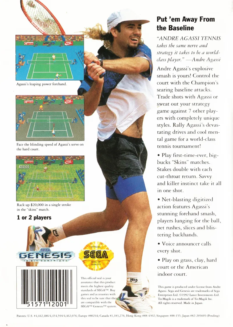 Andre Agassi Tennis box back