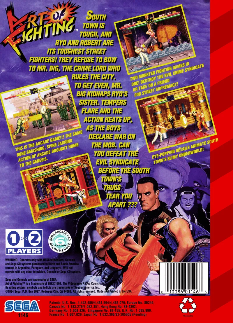 Art of Fighting box back