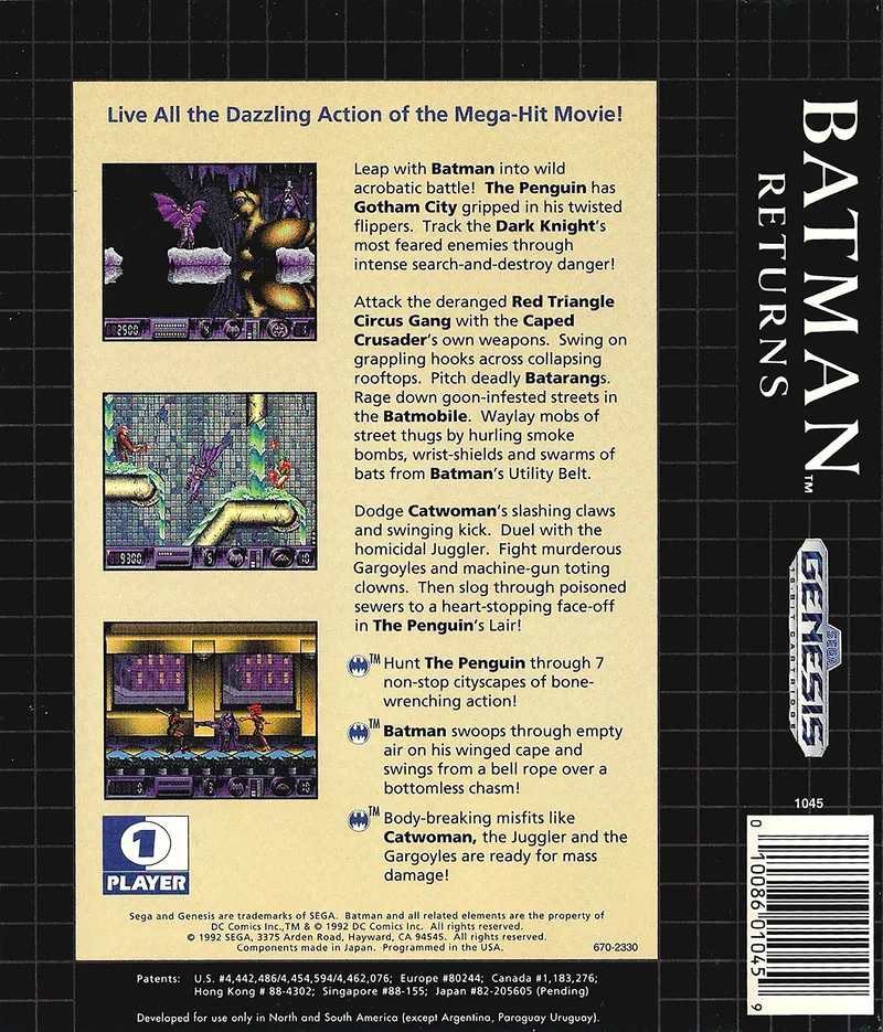 Batman Returns box back