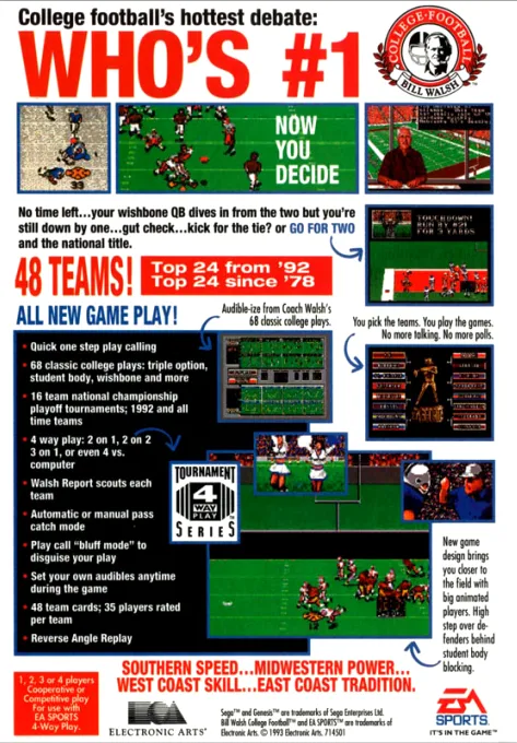 Bill Walsh College Football box back