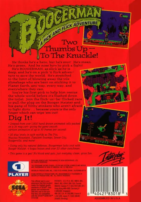 Boogerman: A Pick and Flick Adventure box back