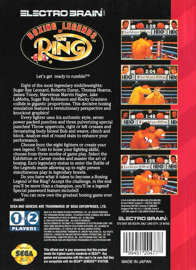 Boxing Legends of the Ring box back