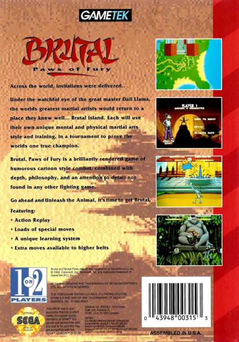 Brutal: Paws of Fury box back