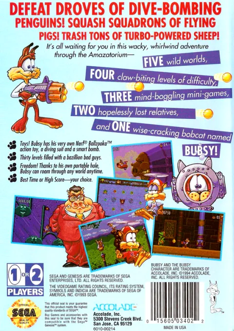 Bubsy II box back