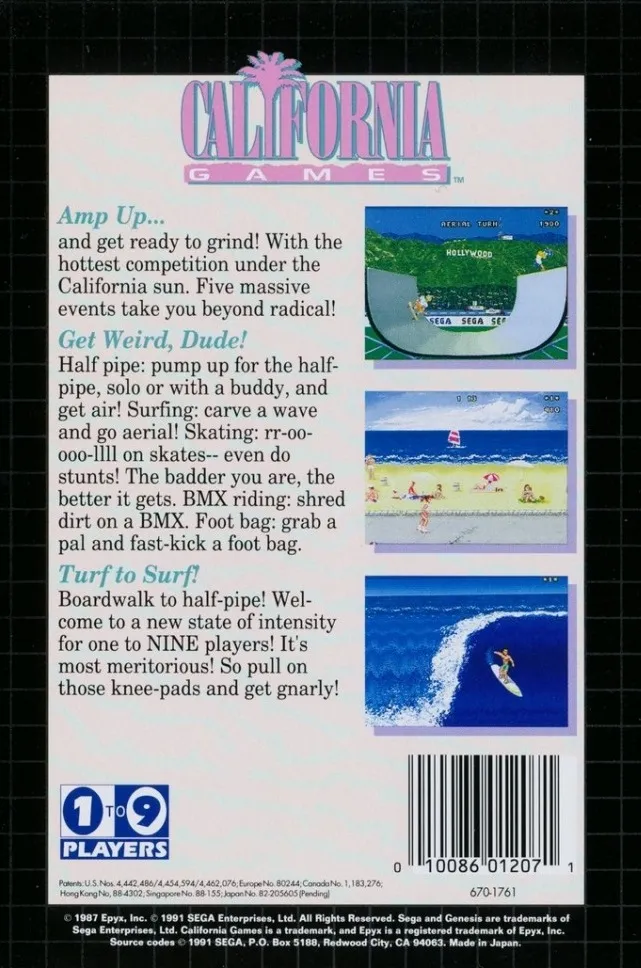 California Games box back