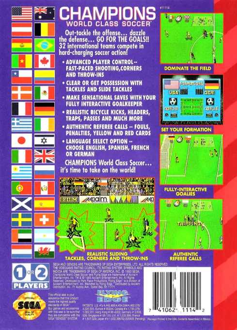 Champions World Class Soccer box back