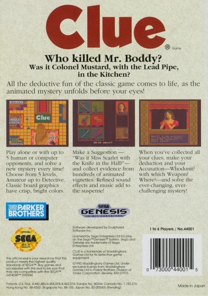 Clue box back