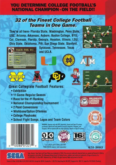 College Football's National Championship box back