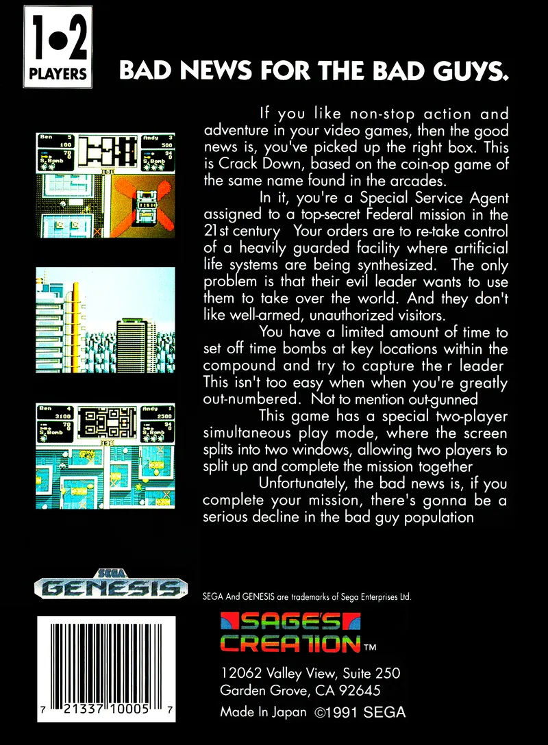 Crack Down box back