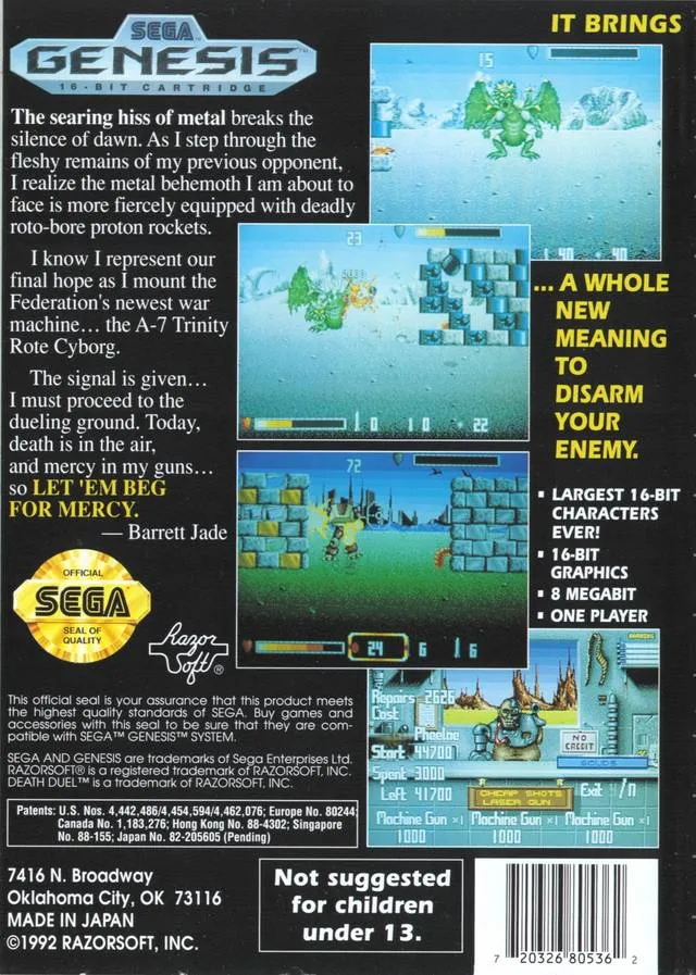 Death Duel box back