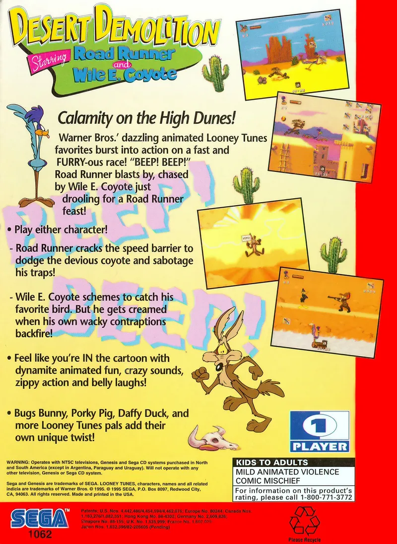 Desert Demolition: Starring Road Runner and Wile E. Coyote box back