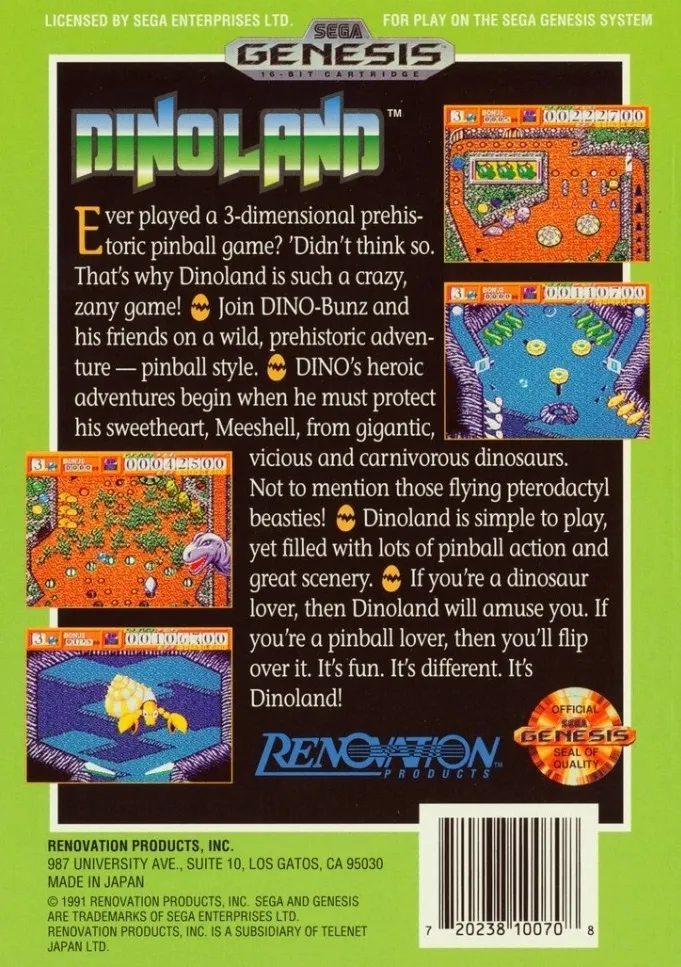Dino Land box back