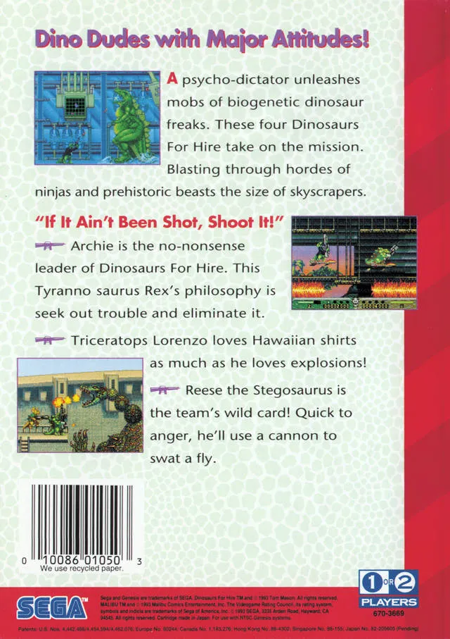 Dinosaurs for Hire box back