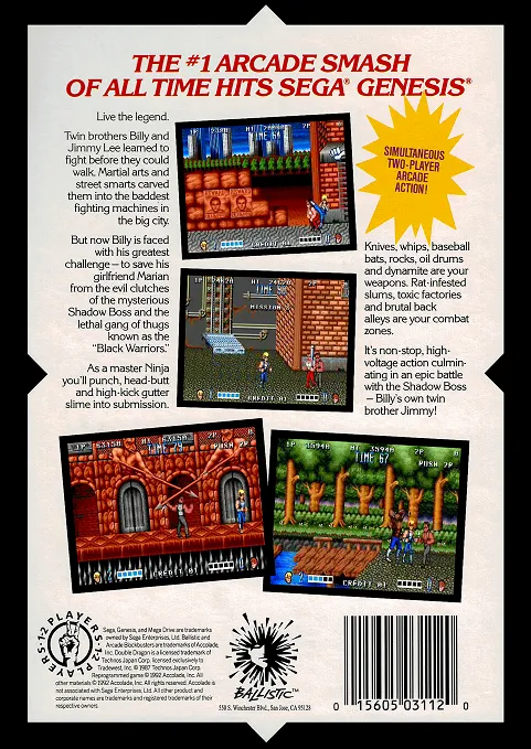 Double Dragon box back