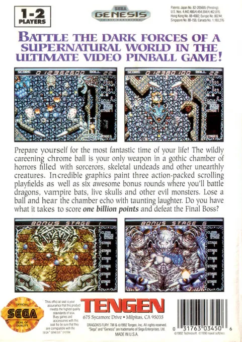 Dragon's Fury box back