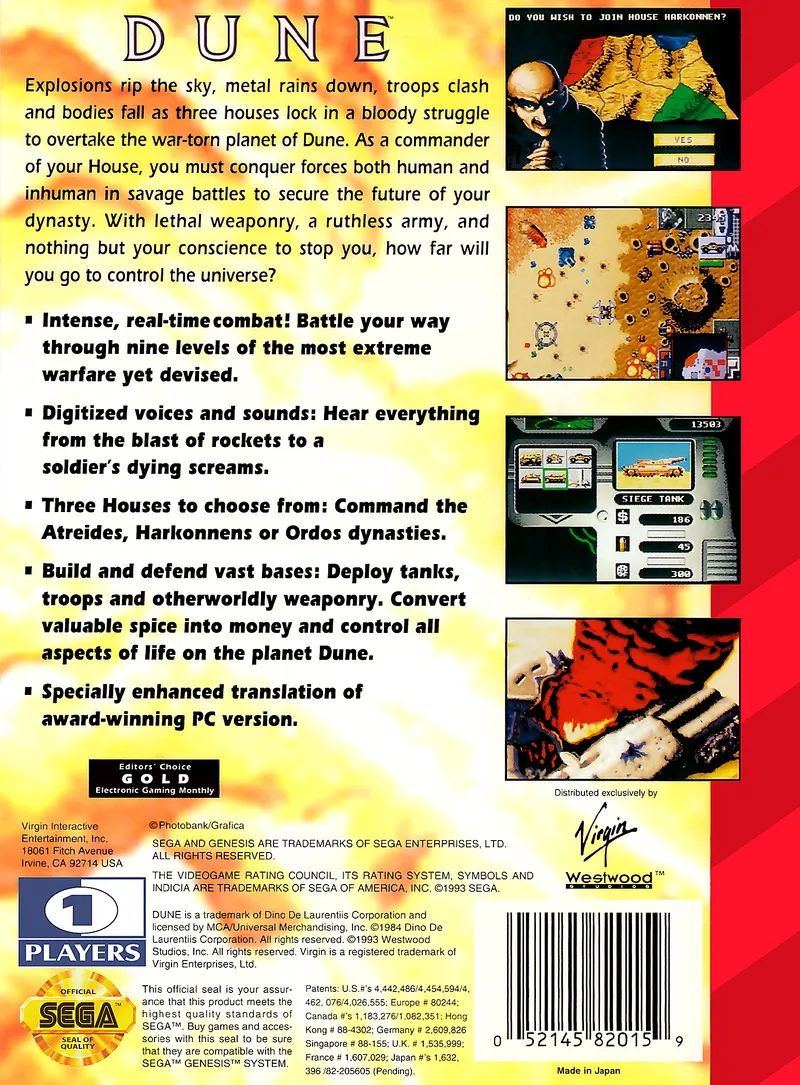 Dune: The Battle for Arrakis box back