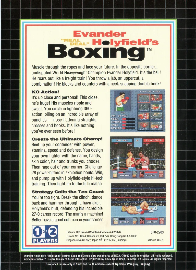 Evander Holyfield's "Real Deal" Boxing box back