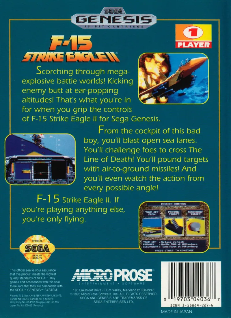 F-15 Strike Eagle II box back