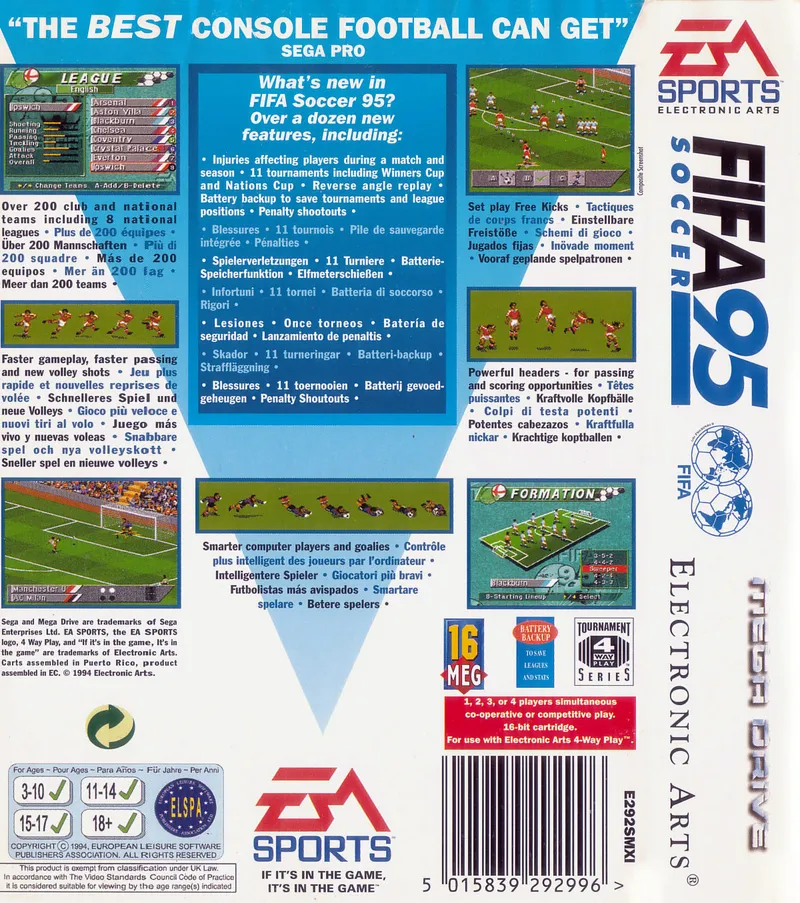 FIFA Soccer 95 box back