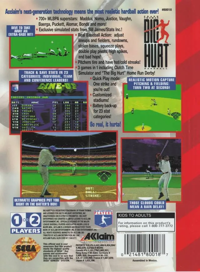 Frank Thomas Big Hurt Baseball box back