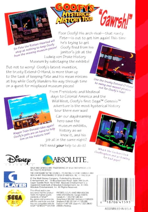 Goofy's Hysterical History Tour box back