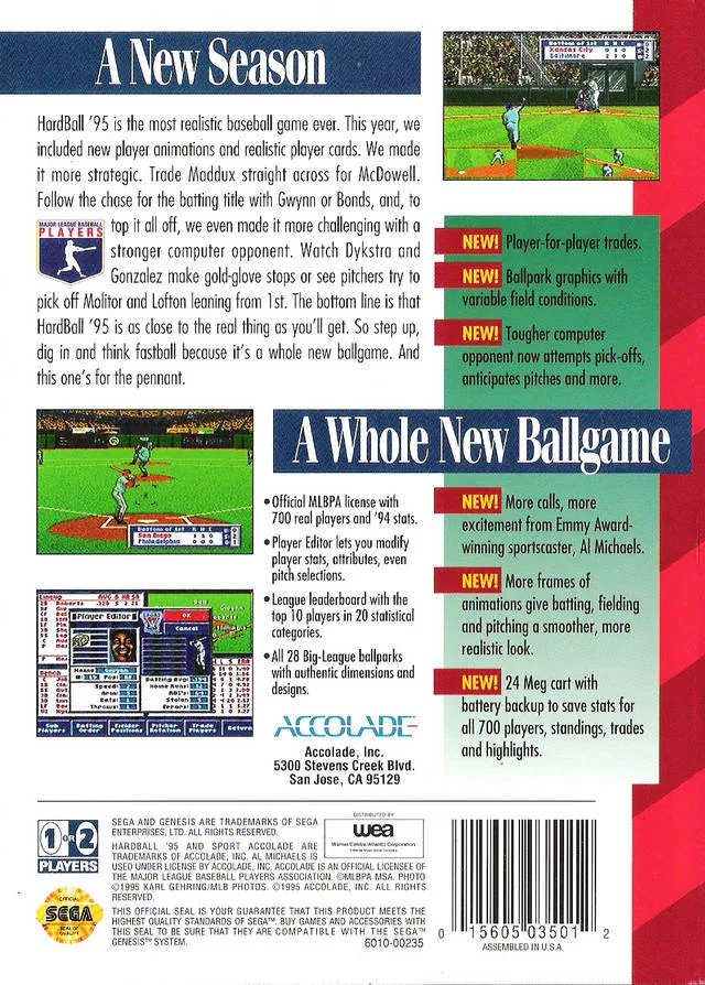 HardBall '95 box back