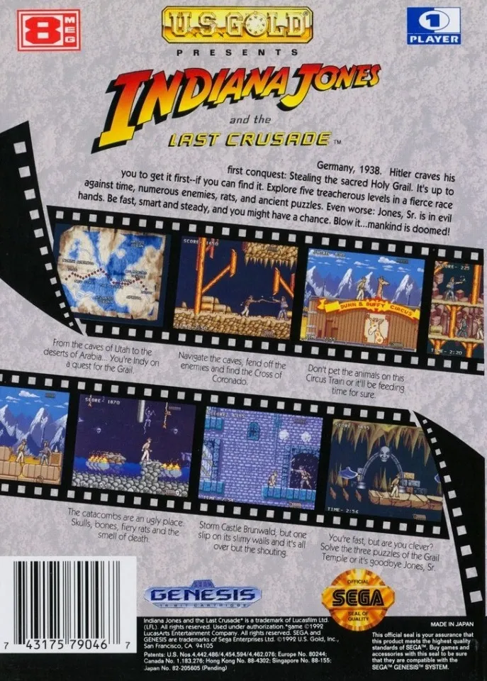 Indiana Jones and the Last Crusade box back