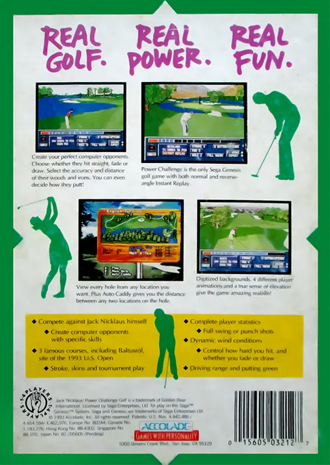 Jack Nicklaus' Power Challenge Golf box back