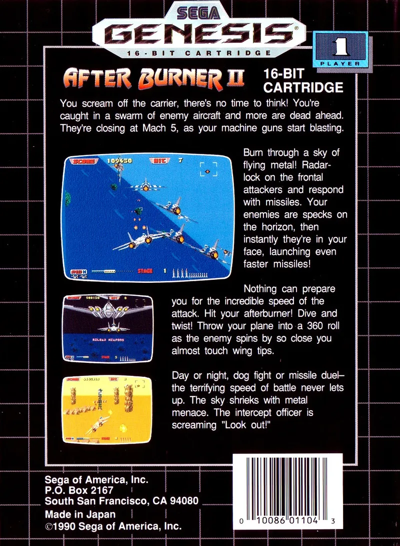 After Burner II box back