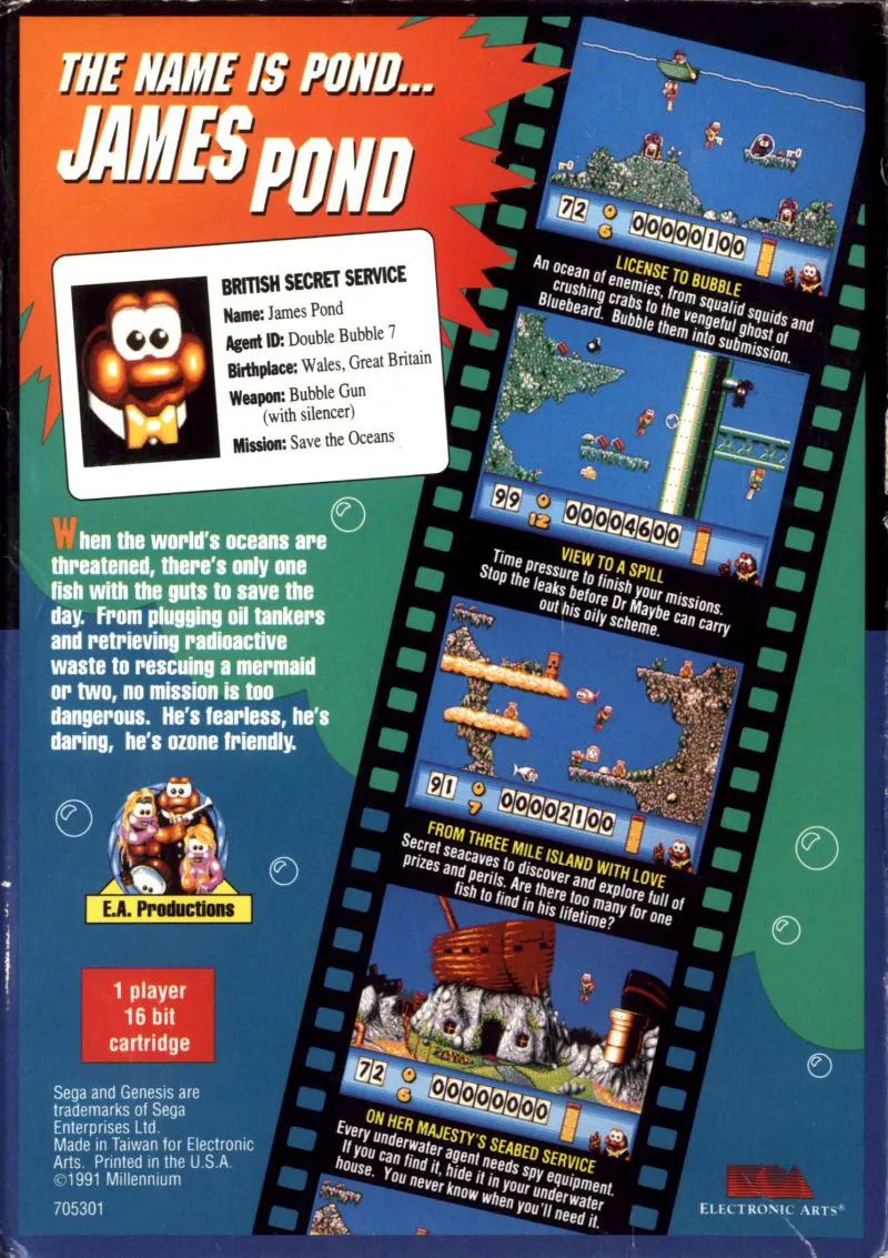 James Pond: Underwater Agent box back