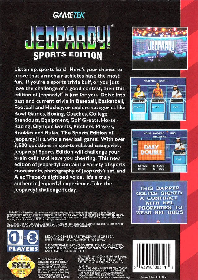 Jeopardy! Sports Edition box back