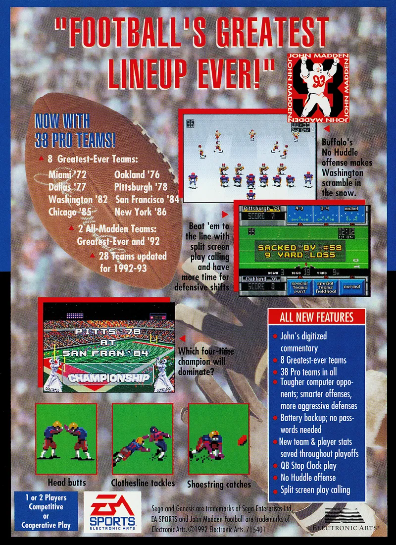 John Madden Football: Championship Edition box back