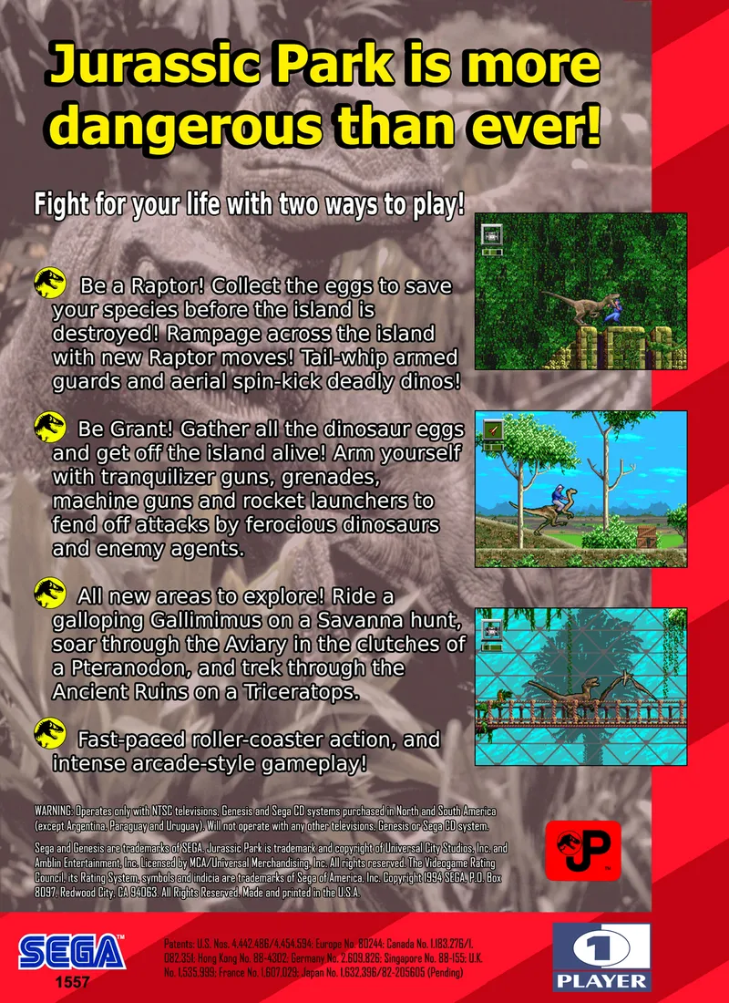 Jurassic Park: Rampage Edition box back