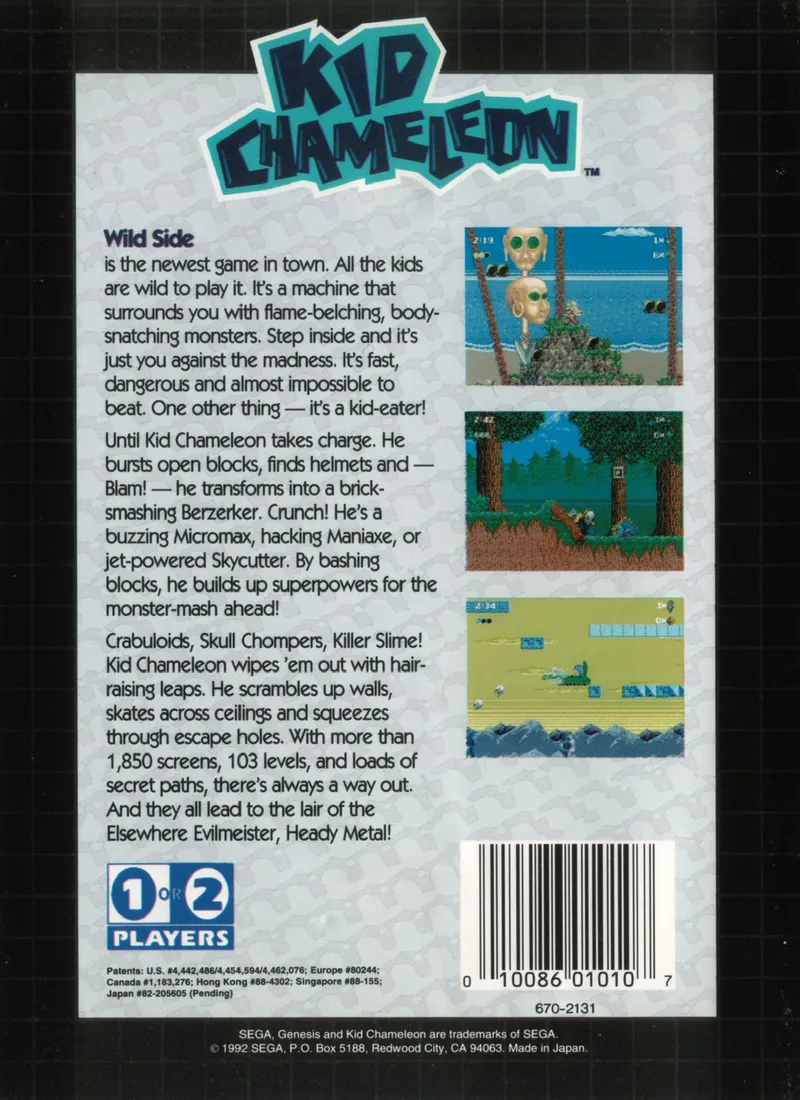 Kid Chameleon box back