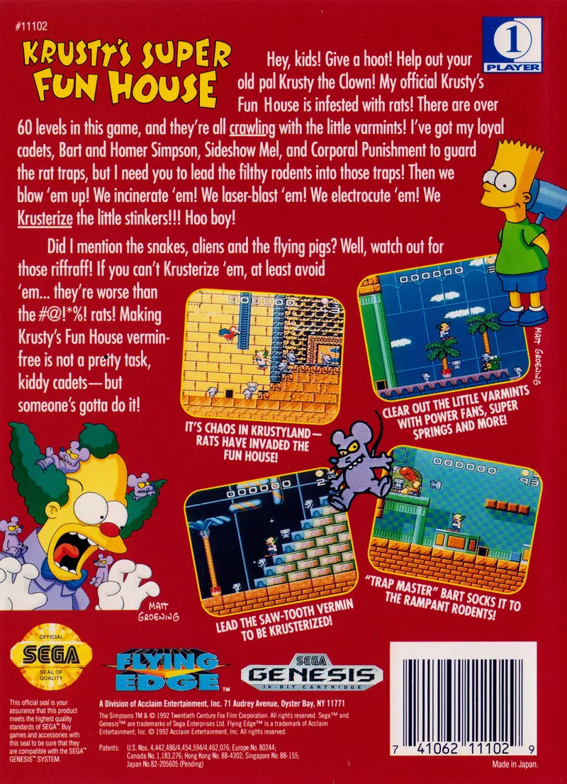 Krusty's Super Fun House box back
