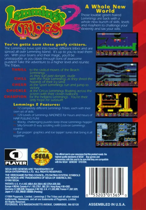Lemmings 2: The Tribes box back