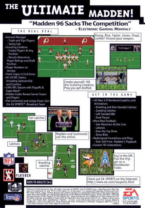 Madden NFL 96 box back