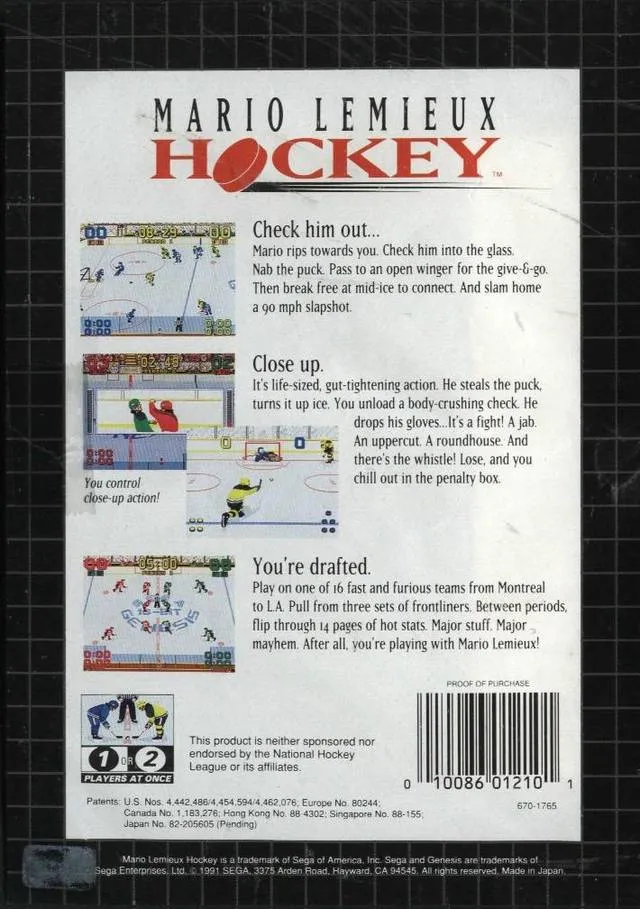 Mario Lemieux Hockey box back