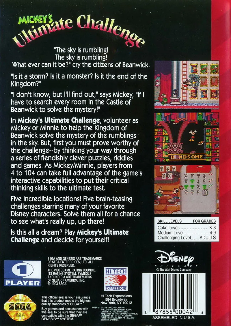 Mickey's Ultimate Challenge box back
