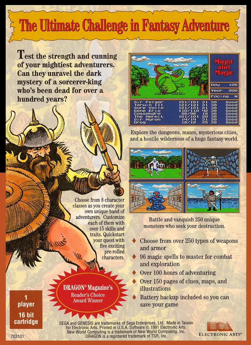 Might and Magic: Gates to Another World box back
