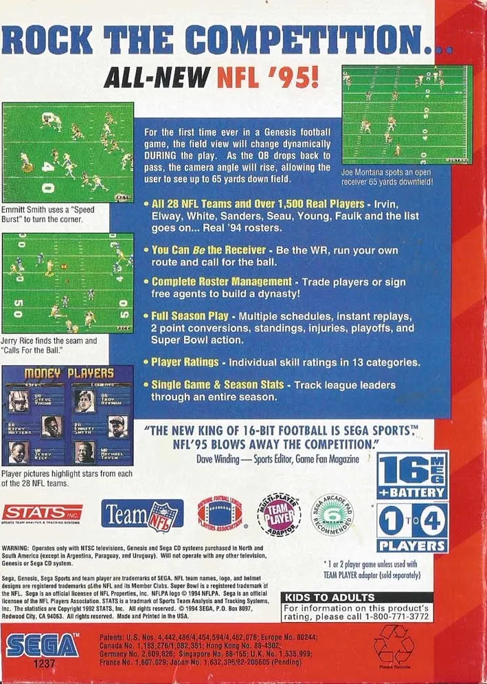 NFL '95 box back