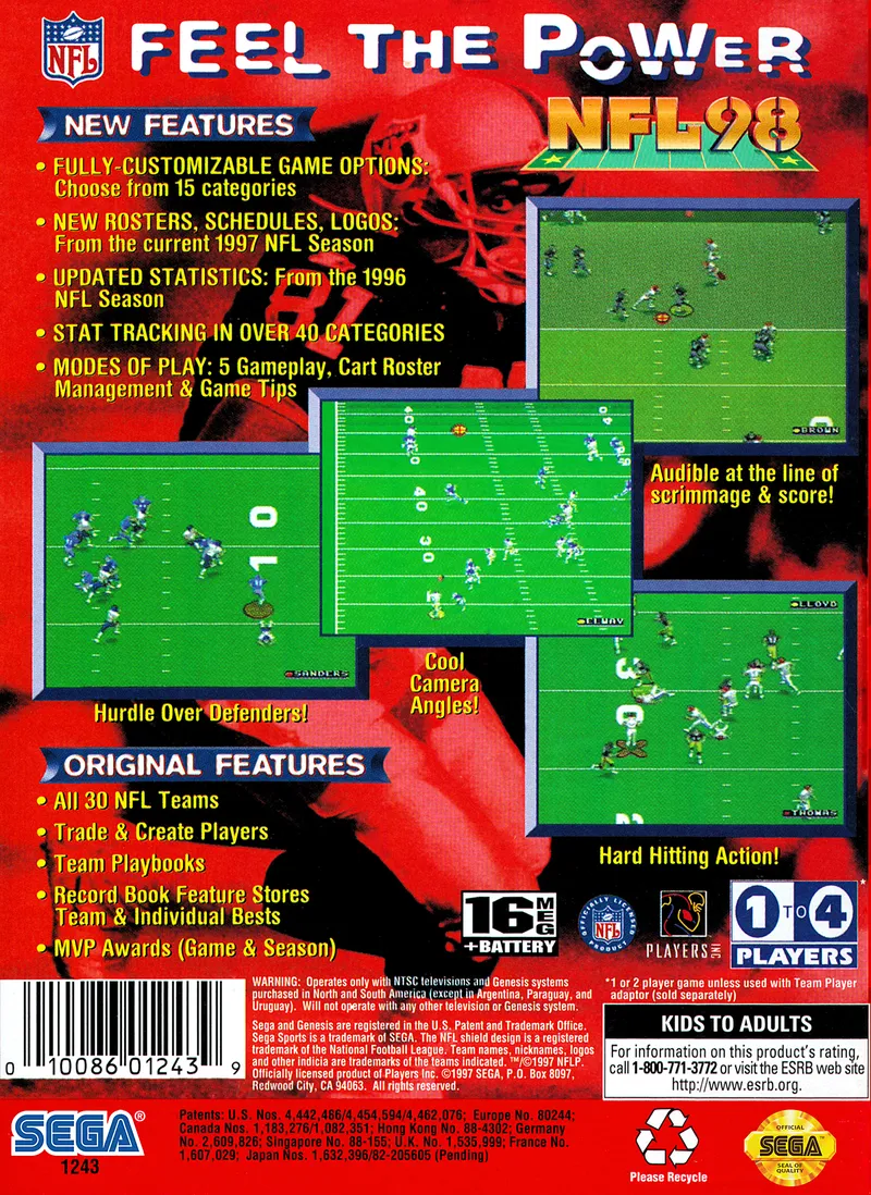 NFL 98 box back
