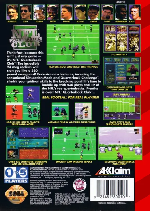 NFL Quarterback Club box back