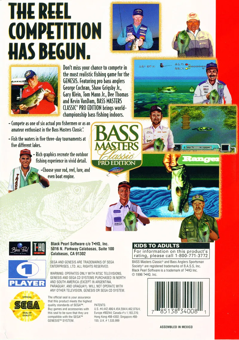 Bass Masters Classic: Pro Edition box back